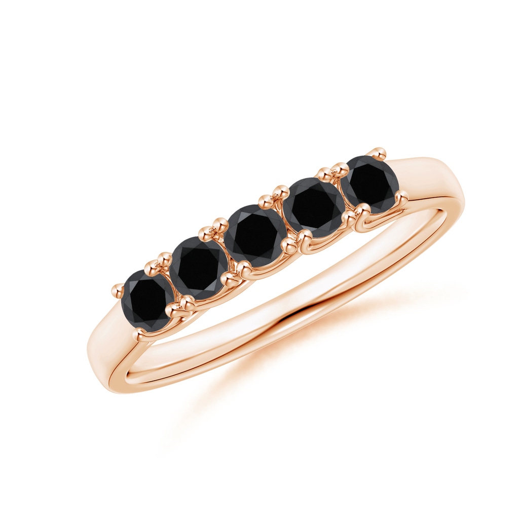 2.8mm AA Half Eternity Five Stone Enhanced Black Diamond Wedding Ring in Rose Gold