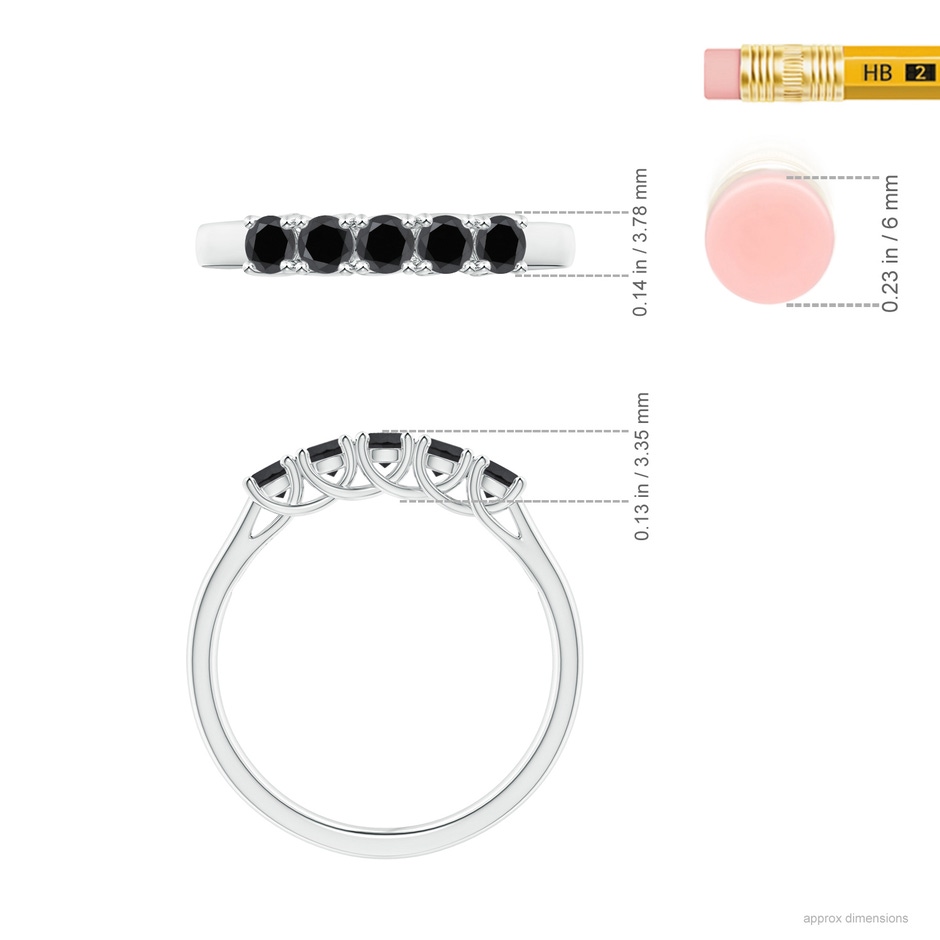 2.8mm AA Half Eternity Five Stone Enhanced Black Diamond Wedding Ring in White Gold ruler