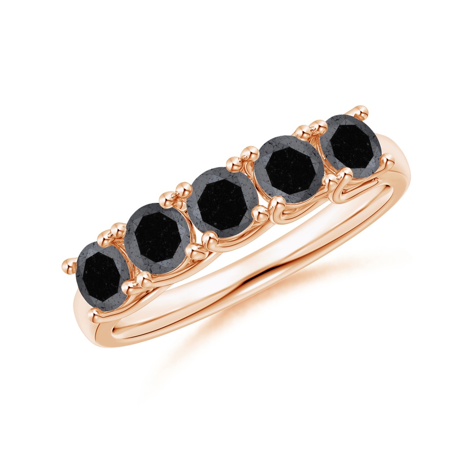 3.8mm A Half Eternity Five Stone Enhanced Black Diamond Wedding Ring in 18K Rose Gold 