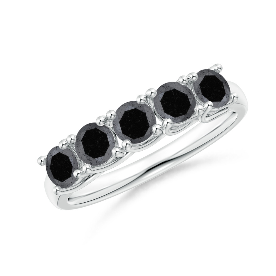 3.8mm A Half Eternity Five Stone Enhanced Black Diamond Wedding Ring in White Gold 