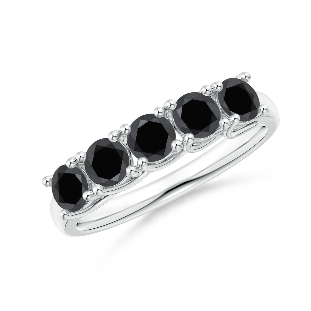 3.8mm AA Half Eternity Five Stone Enhanced Black Diamond Wedding Ring in White Gold