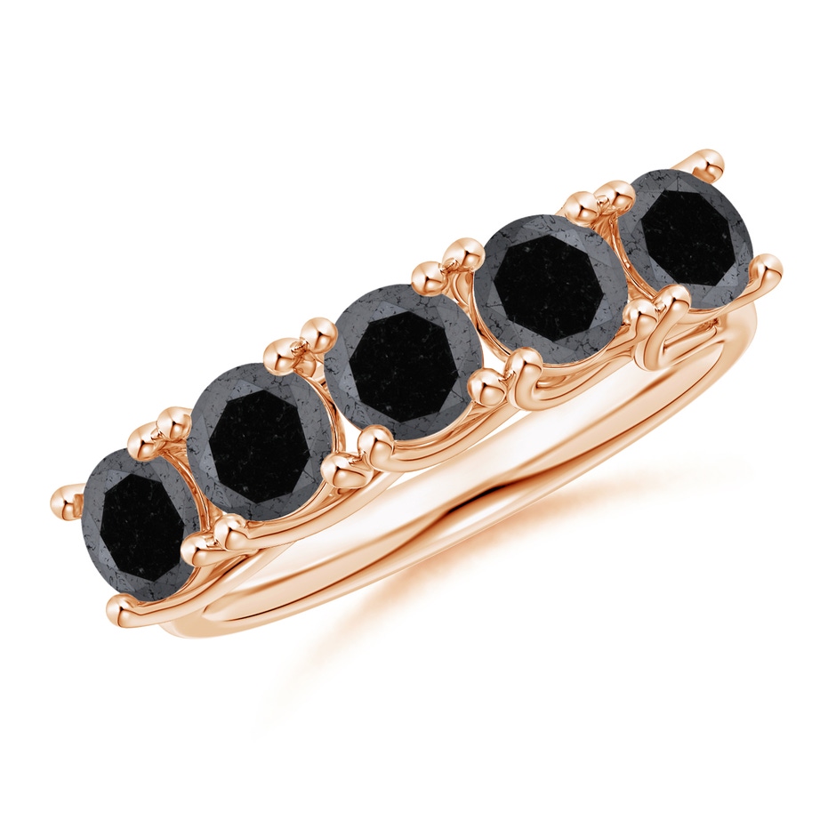 4.5mm A Half Eternity Five Stone Enhanced Black Diamond Wedding Ring in 18K Rose Gold 