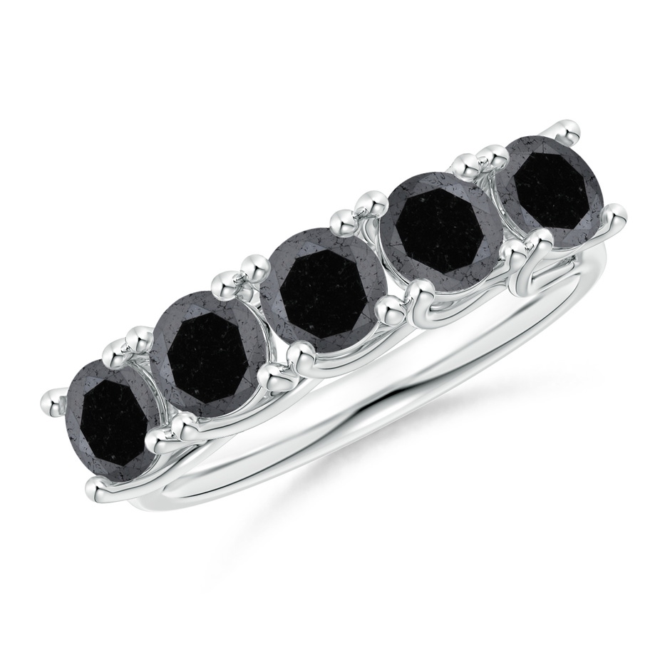 4.5mm A Half Eternity Five Stone Enhanced Black Diamond Wedding Ring in 18K White Gold 