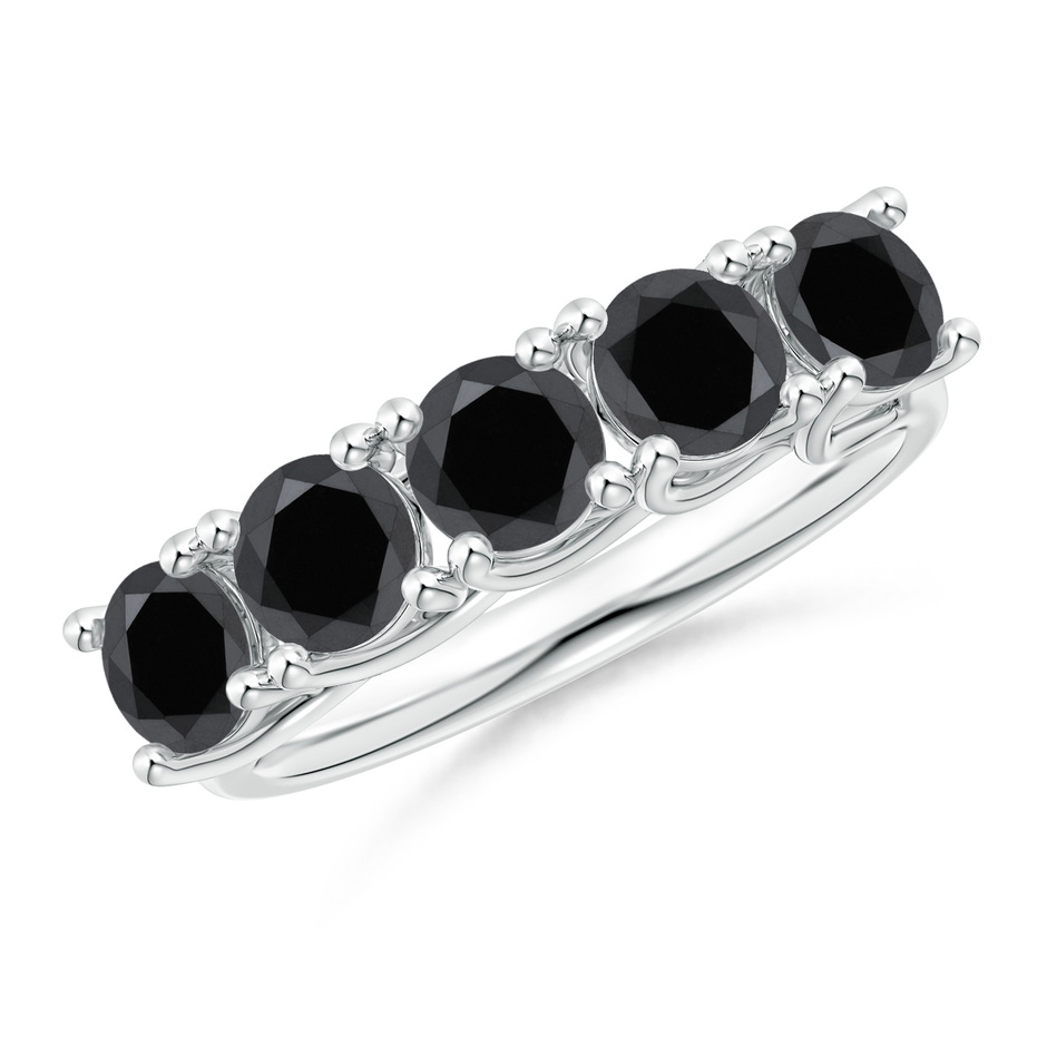 4.5mm AA Half Eternity Five Stone Enhanced Black Diamond Wedding Ring in White Gold 