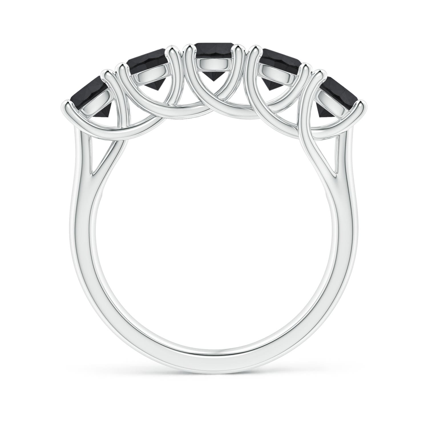 4.5mm AA Half Eternity Five Stone Enhanced Black Diamond Wedding Ring in White Gold