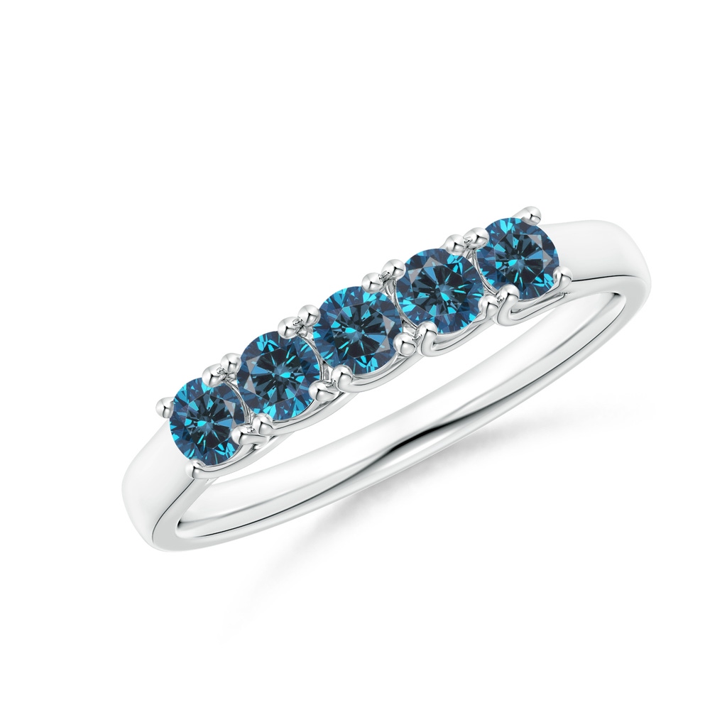 2.8mm AAA Half Eternity Five Stone Enhanced Blue Diamond Wedding Ring in P950 Platinum