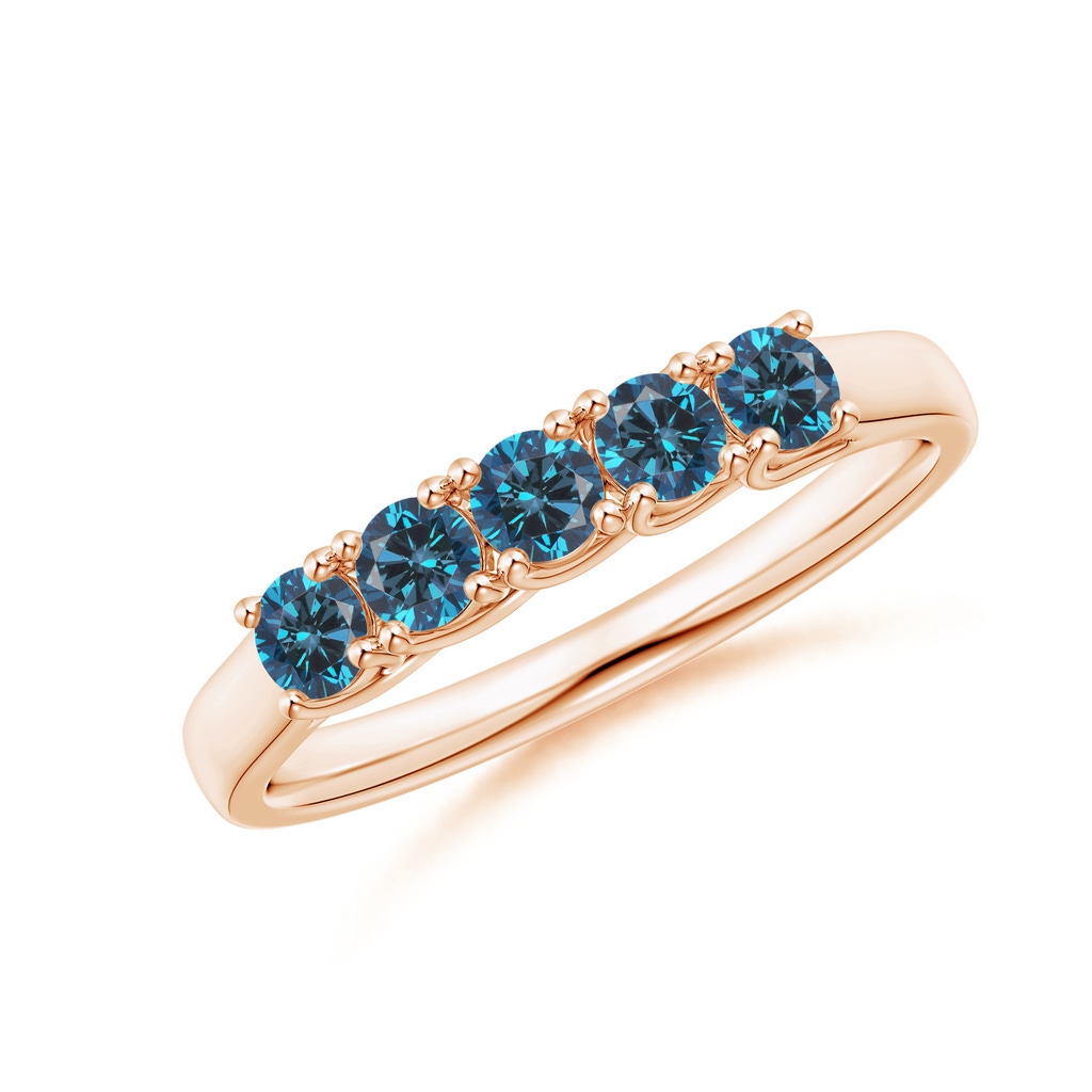 2.8mm AAA Half Eternity Five Stone Enhanced Blue Diamond Wedding Ring in Rose Gold