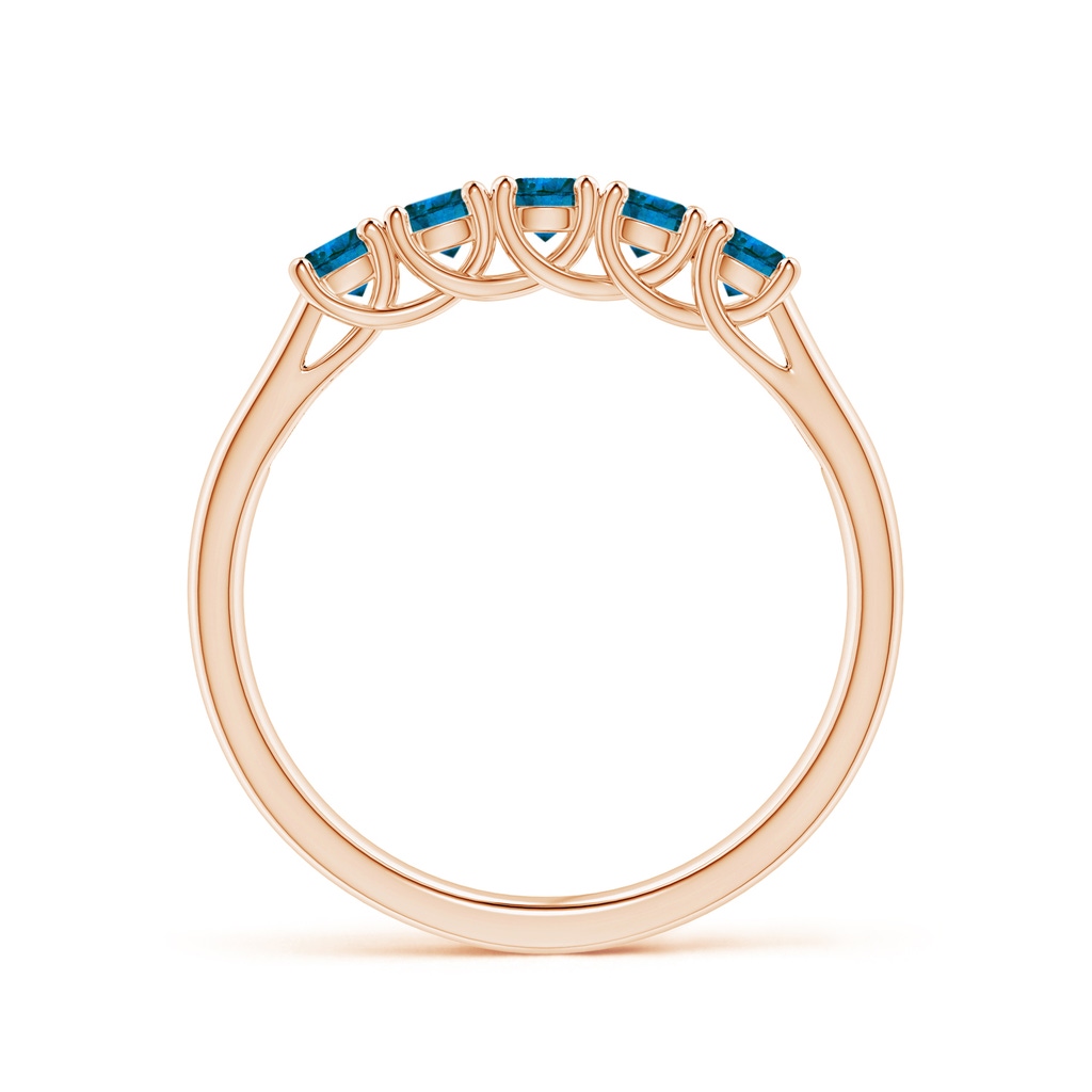 2.8mm AAA Half Eternity Five Stone Enhanced Blue Diamond Wedding Ring in Rose Gold - side 199