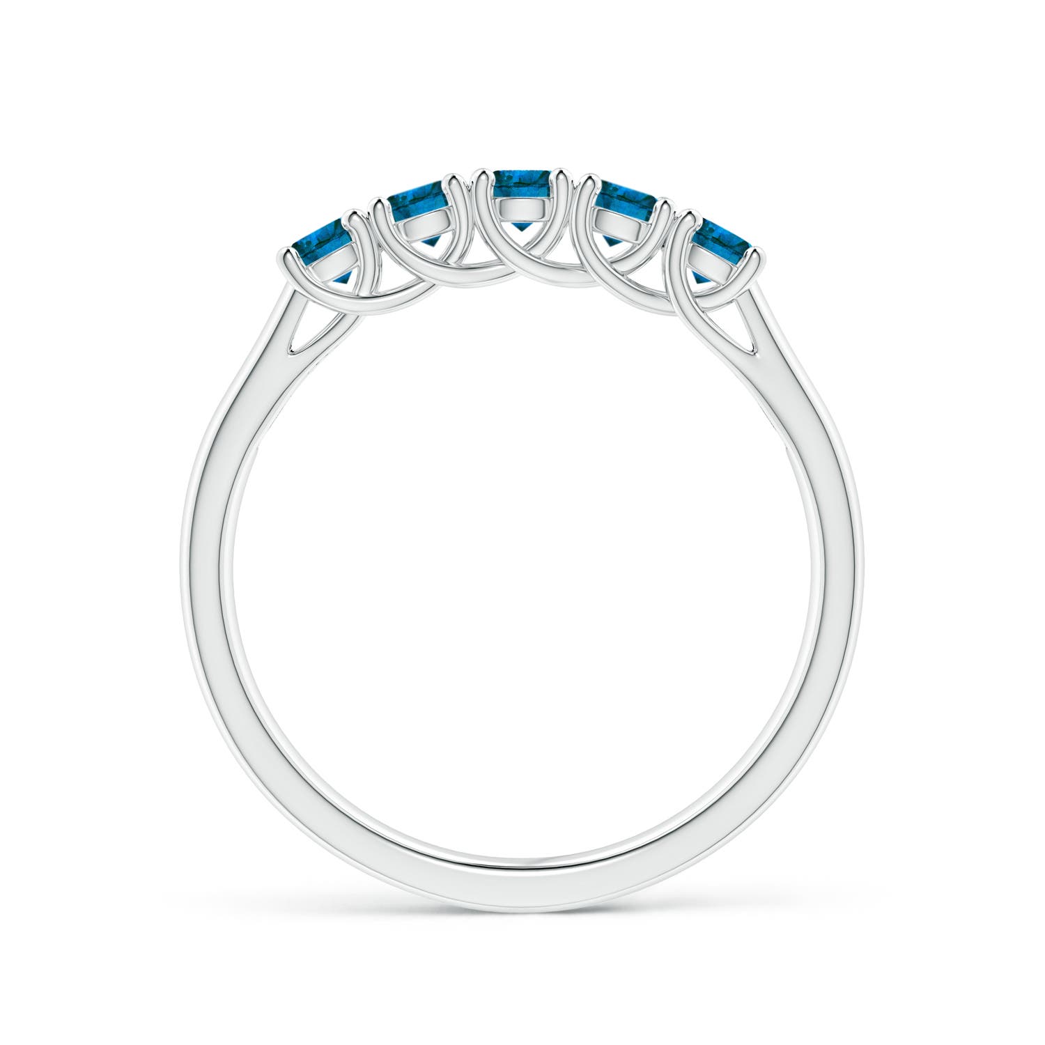 2.8mm AAA Half Eternity Five Stone Enhanced Blue Diamond Wedding Ring in White Gold