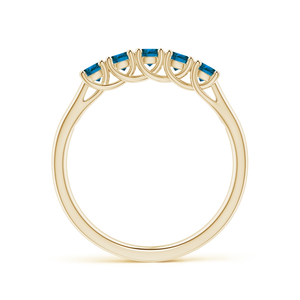 2.8mm AAA Half Eternity Five Stone Enhanced Blue Diamond Wedding Ring in Yellow Gold - side 199