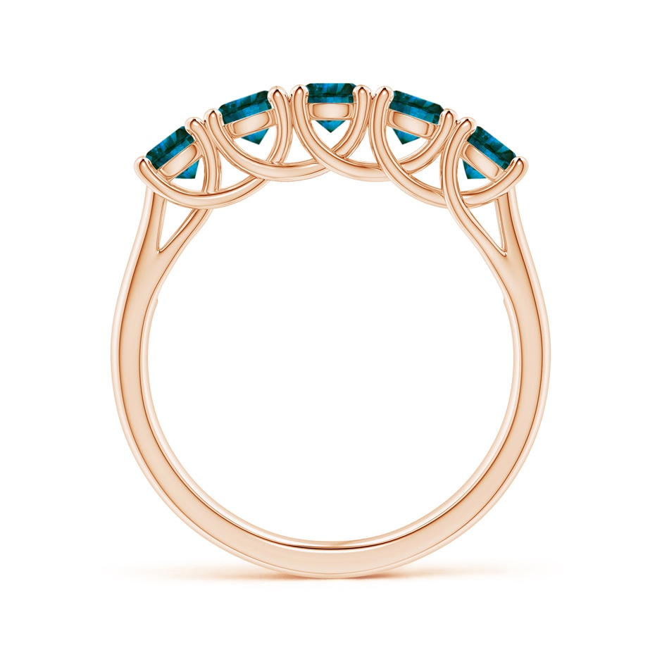 3.8mm AA Half Eternity Five Stone Enhanced Blue Diamond Wedding Ring in Rose Gold side 199