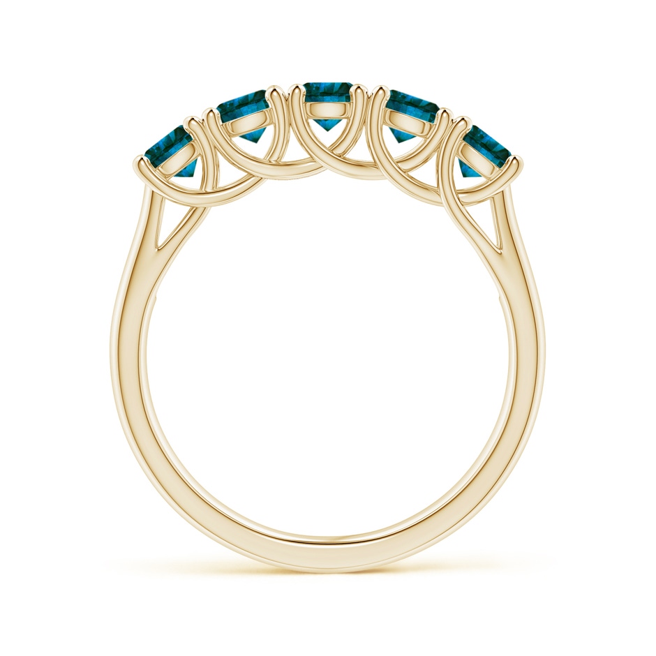 3.8mm AA Half Eternity Five Stone Enhanced Blue Diamond Wedding Ring in Yellow Gold side 199