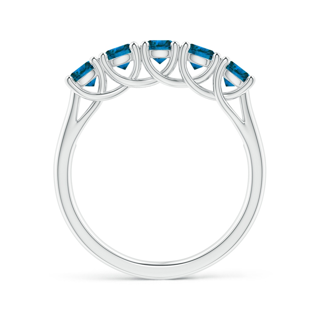3.8mm AAA Half Eternity Five Stone Enhanced Blue Diamond Wedding Ring in P950 Platinum - side 199