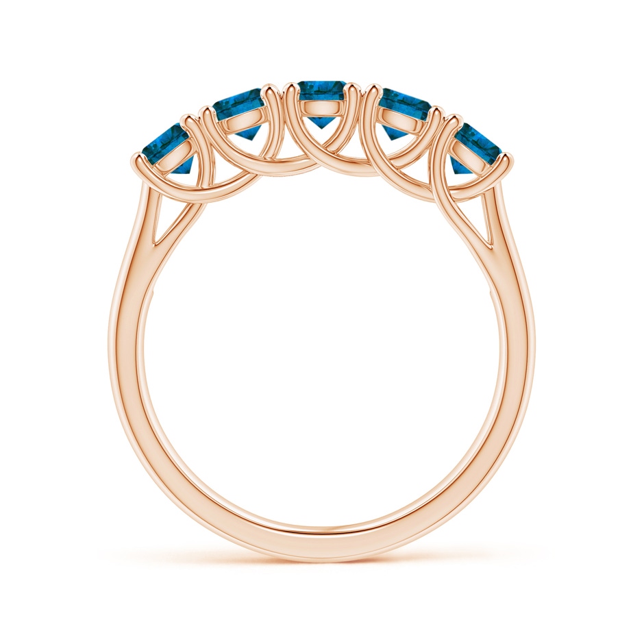 3.8mm AAA Half Eternity Five Stone Enhanced Blue Diamond Wedding Ring in Rose Gold side 199