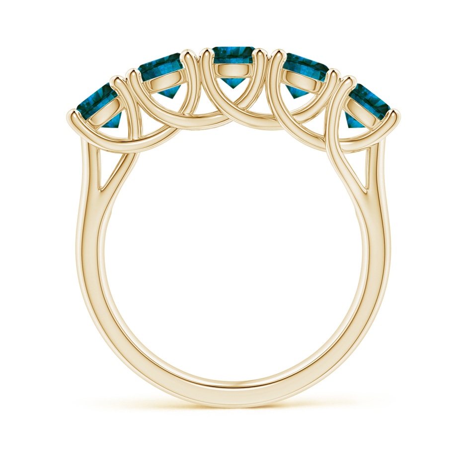4.5mm AA Half Eternity Five Stone Enhanced Blue Diamond Wedding Ring in Yellow Gold side 199