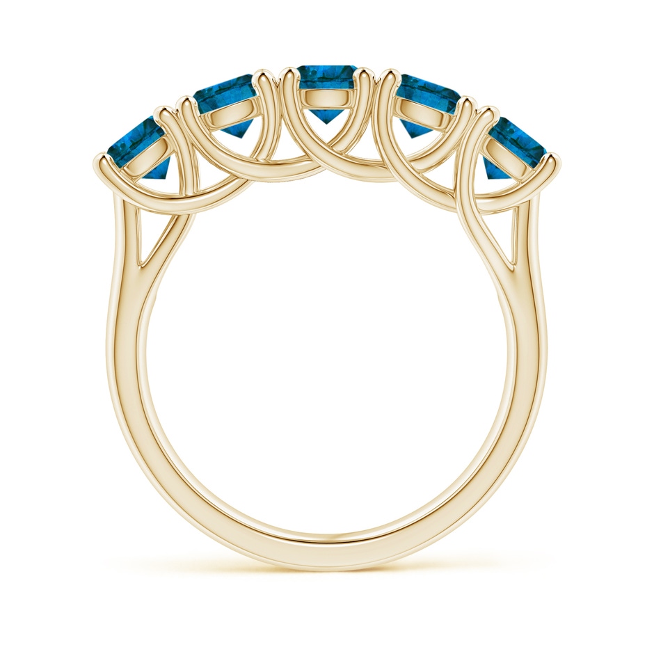4.5mm AAA Half Eternity Five Stone Enhanced Blue Diamond Wedding Ring in 18K Yellow Gold side 199