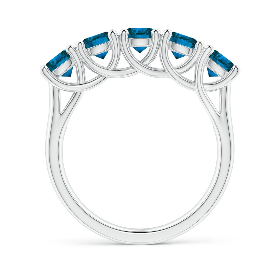 4.5mm AAA Half Eternity Five Stone Enhanced Blue Diamond Wedding Ring in P950 Platinum side 199