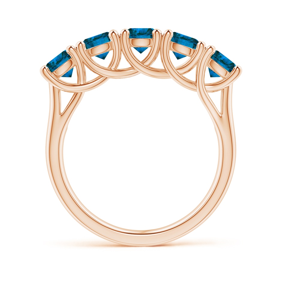 4.5mm AAA Half Eternity Five Stone Enhanced Blue Diamond Wedding Ring in Rose Gold side 199