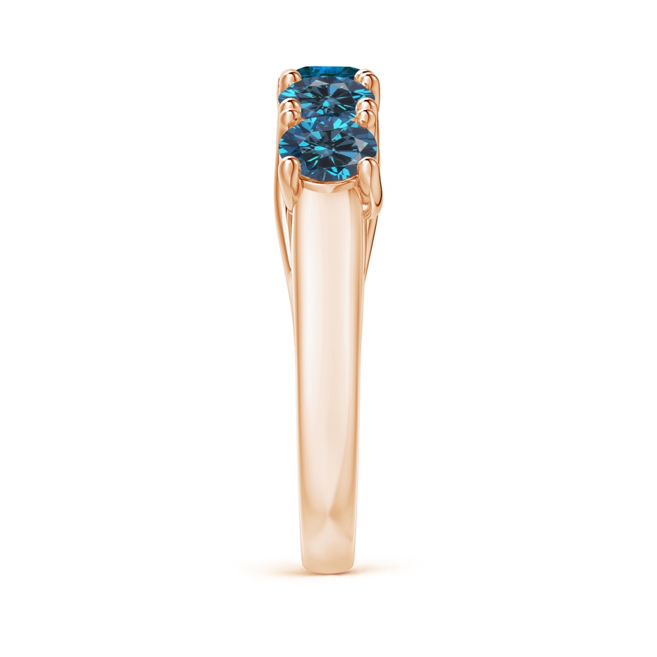 4.5mm AAA Half Eternity Five Stone Enhanced Blue Diamond Wedding Ring in Rose Gold side 299