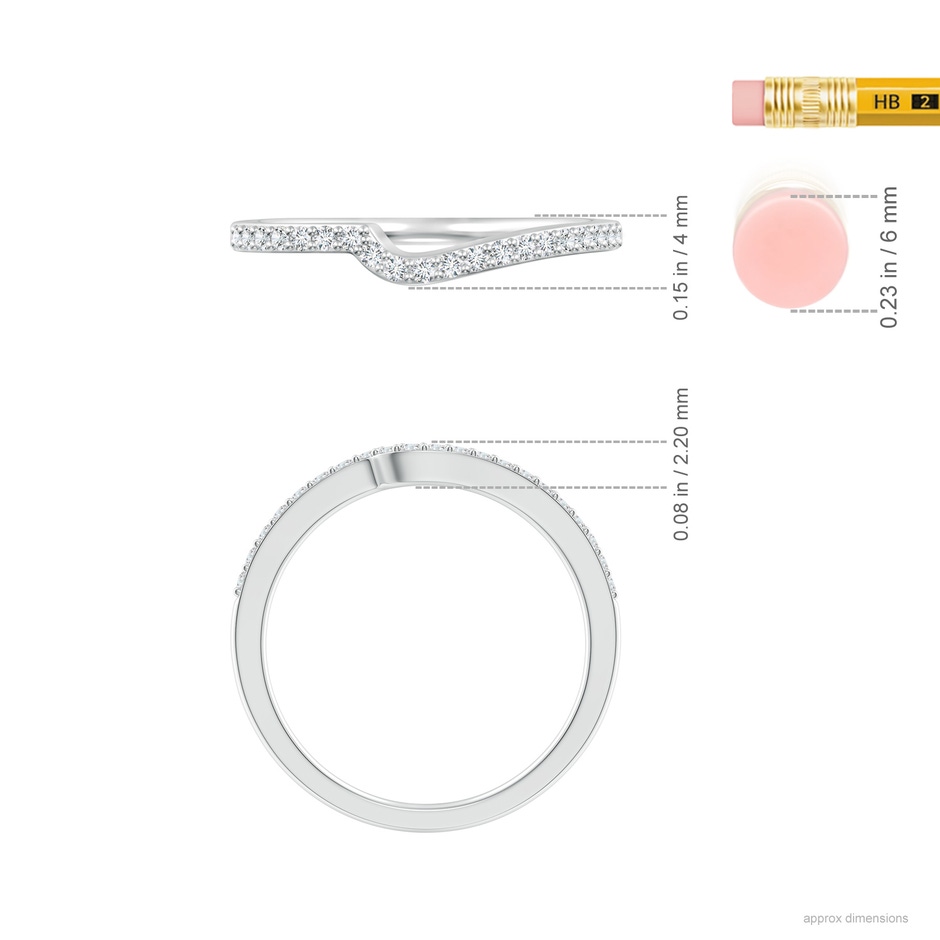 1.2mm GHVS Curved Classic Diamond Half Eternity Wedding Ring in P950 Platinum ruler