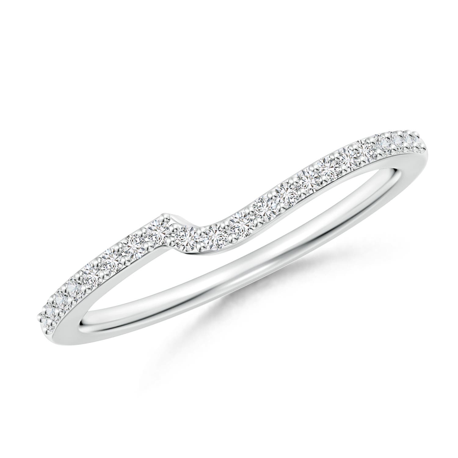 1.2mm HSI2 Curved Classic Diamond Half Eternity Wedding Ring in 18K White Gold