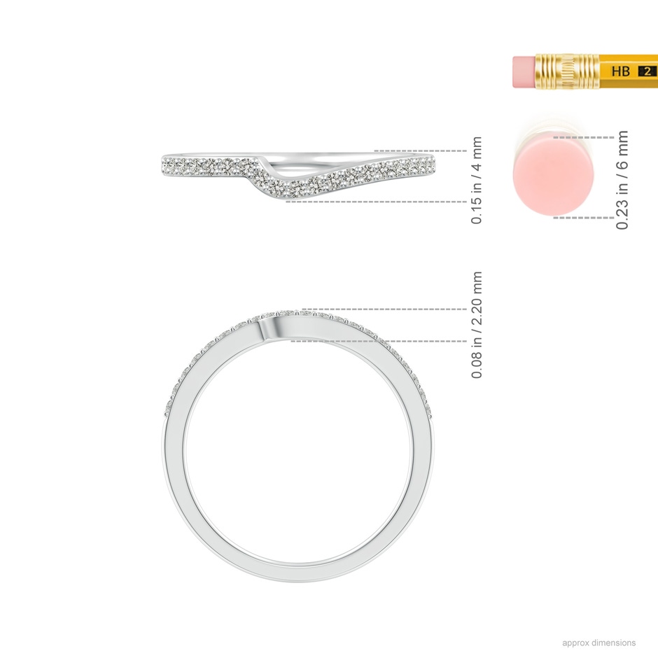 1.2mm JI2 Curved Classic Diamond Half Eternity Wedding Ring in White Gold ruler