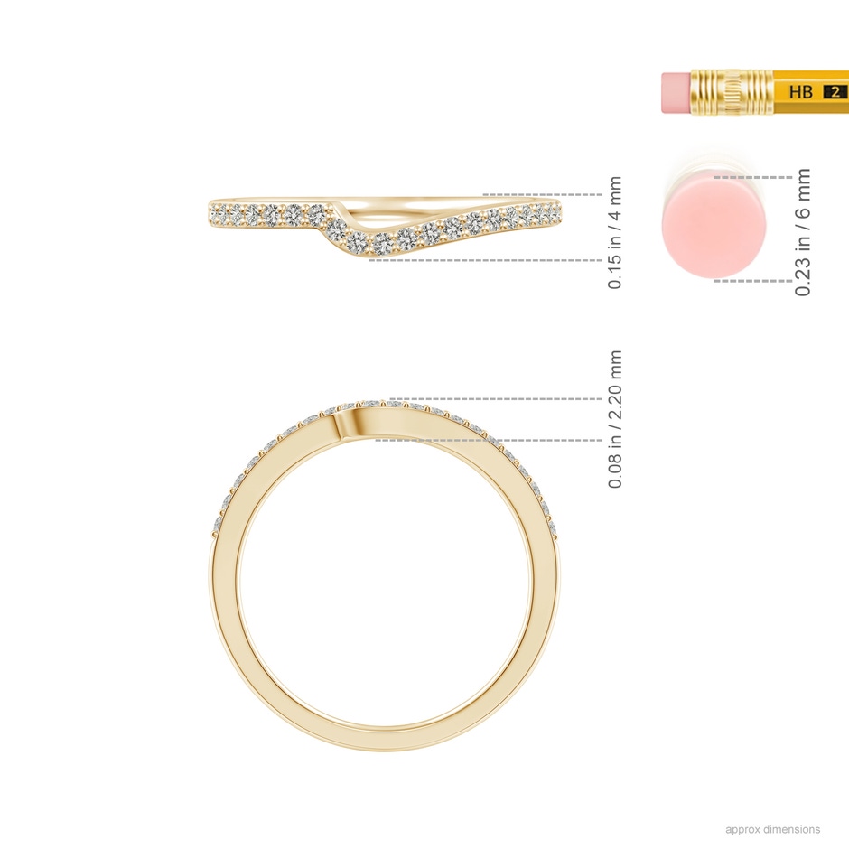 1.2mm JI2 Curved Classic Diamond Half Eternity Wedding Ring in Yellow Gold ruler