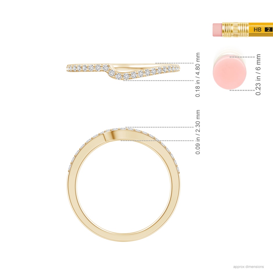 1.3mm HSI2 Curved Classic Diamond Half Eternity Wedding Ring in 18K Yellow Gold ruler