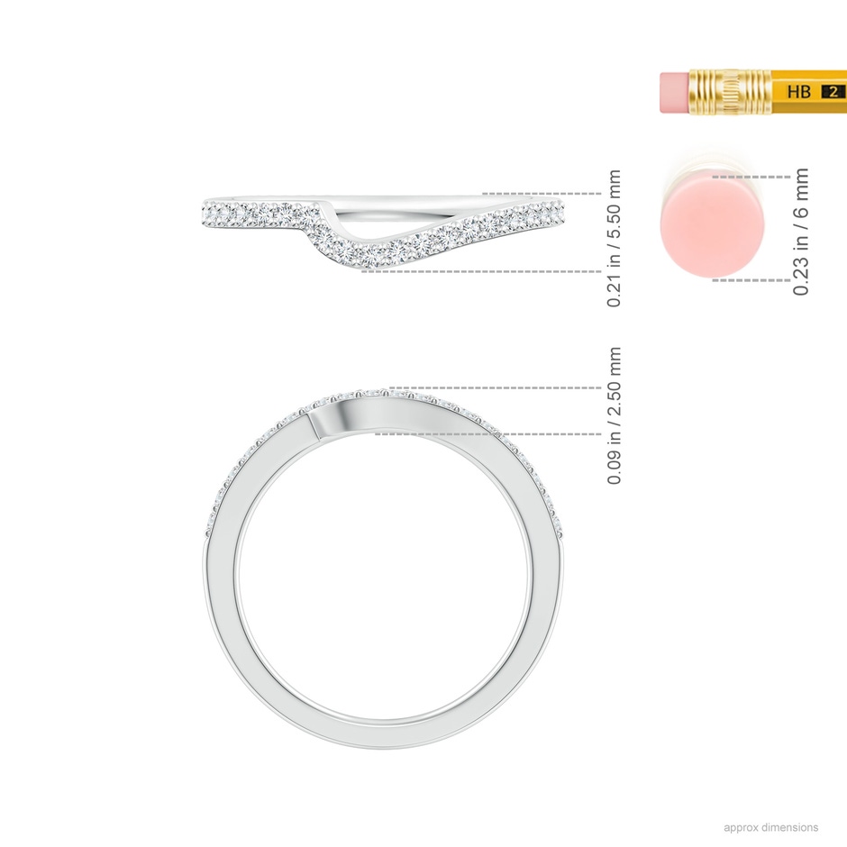1.4mm GHVS Curved Classic Diamond Half Eternity Wedding Ring in P950 Platinum ruler