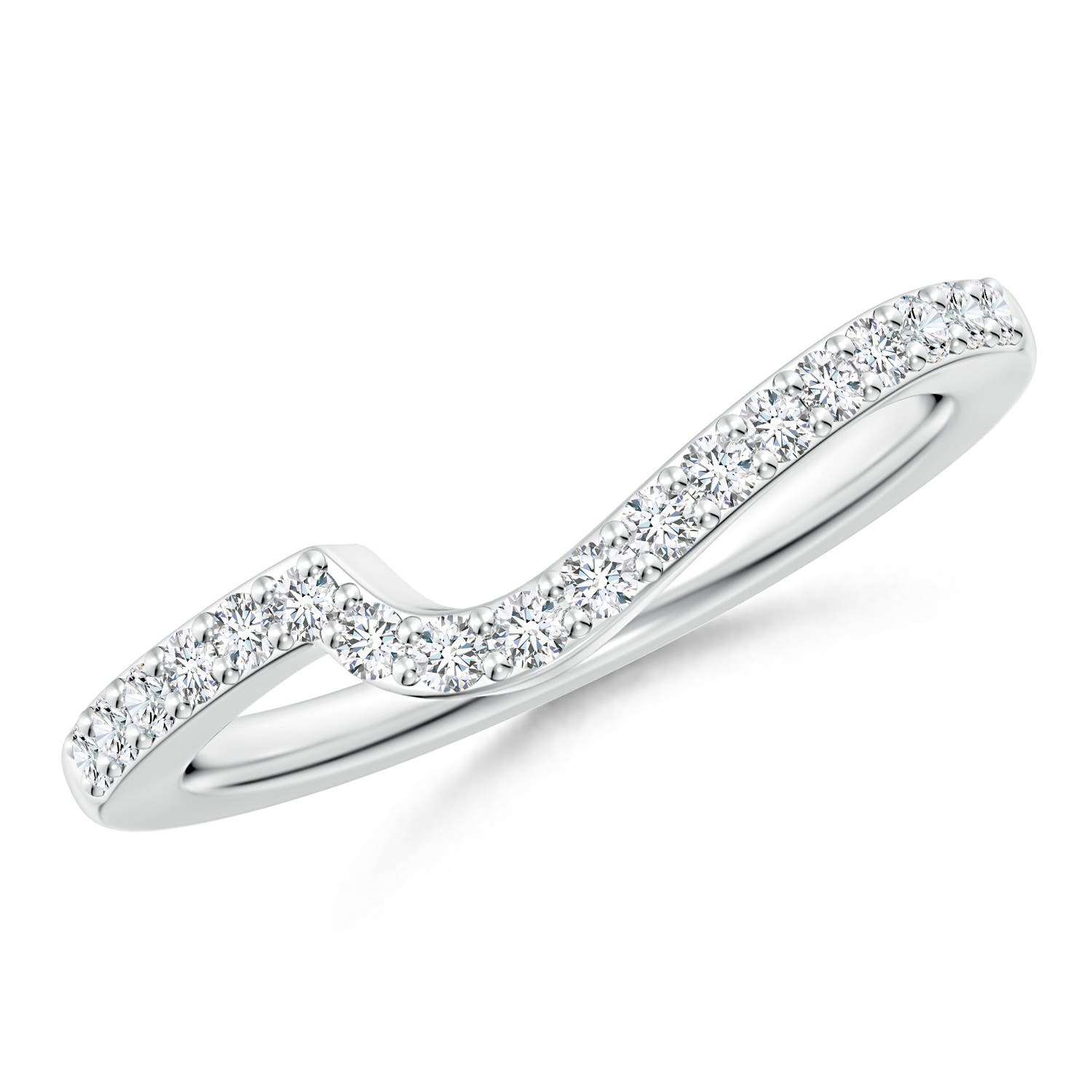 1.5mm GHVS Curved Classic Diamond Half Eternity Wedding Ring in 18CT White Gold