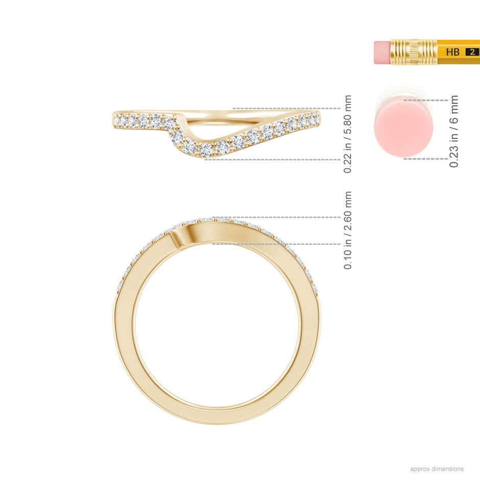 1.5mm GHVS Curved Classic Diamond Half Eternity Wedding Ring in Yellow Gold ruler