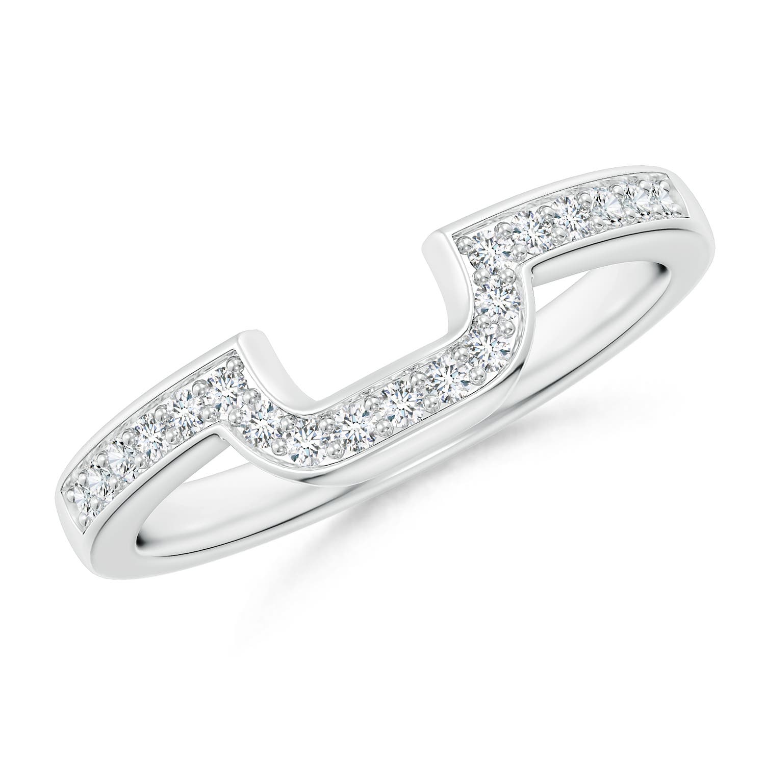 1.3mm GHVS Half Eternity Diamond Curved Comfort Fit Wedding Ring in 18K White Gold
