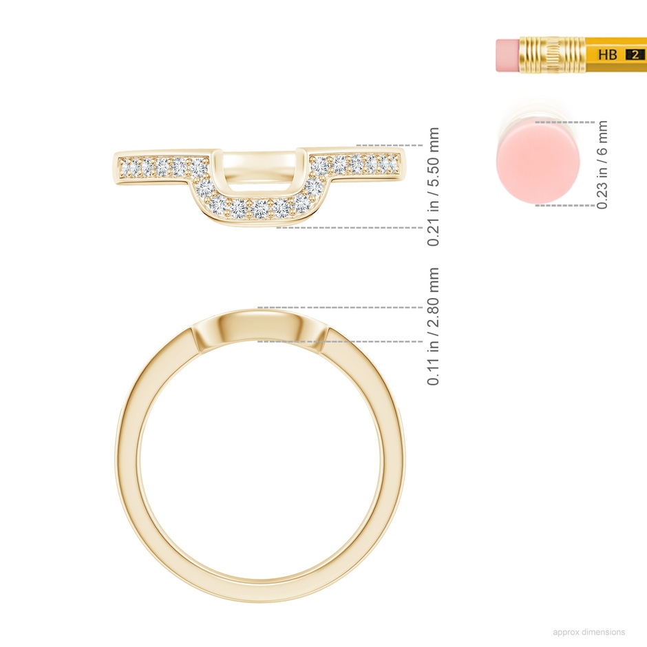 1.3mm GHVS Half Eternity Diamond Curved Comfort Fit Wedding Ring in Yellow Gold ruler