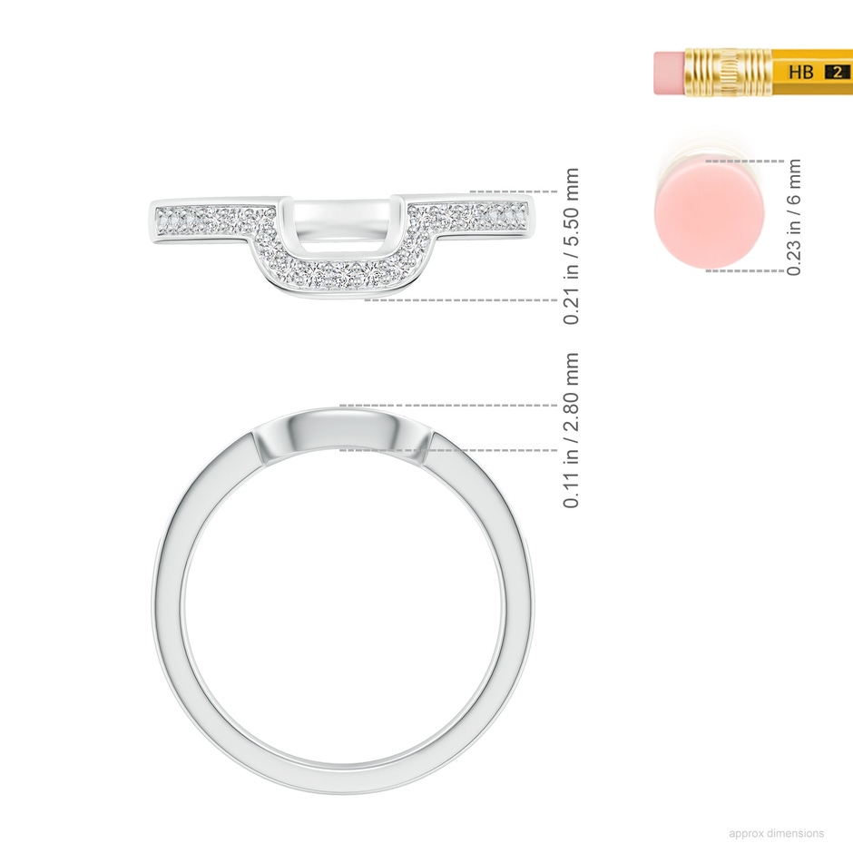 1.3mm HSI2 Half Eternity Diamond Curved Comfort Fit Wedding Ring in White Gold ruler