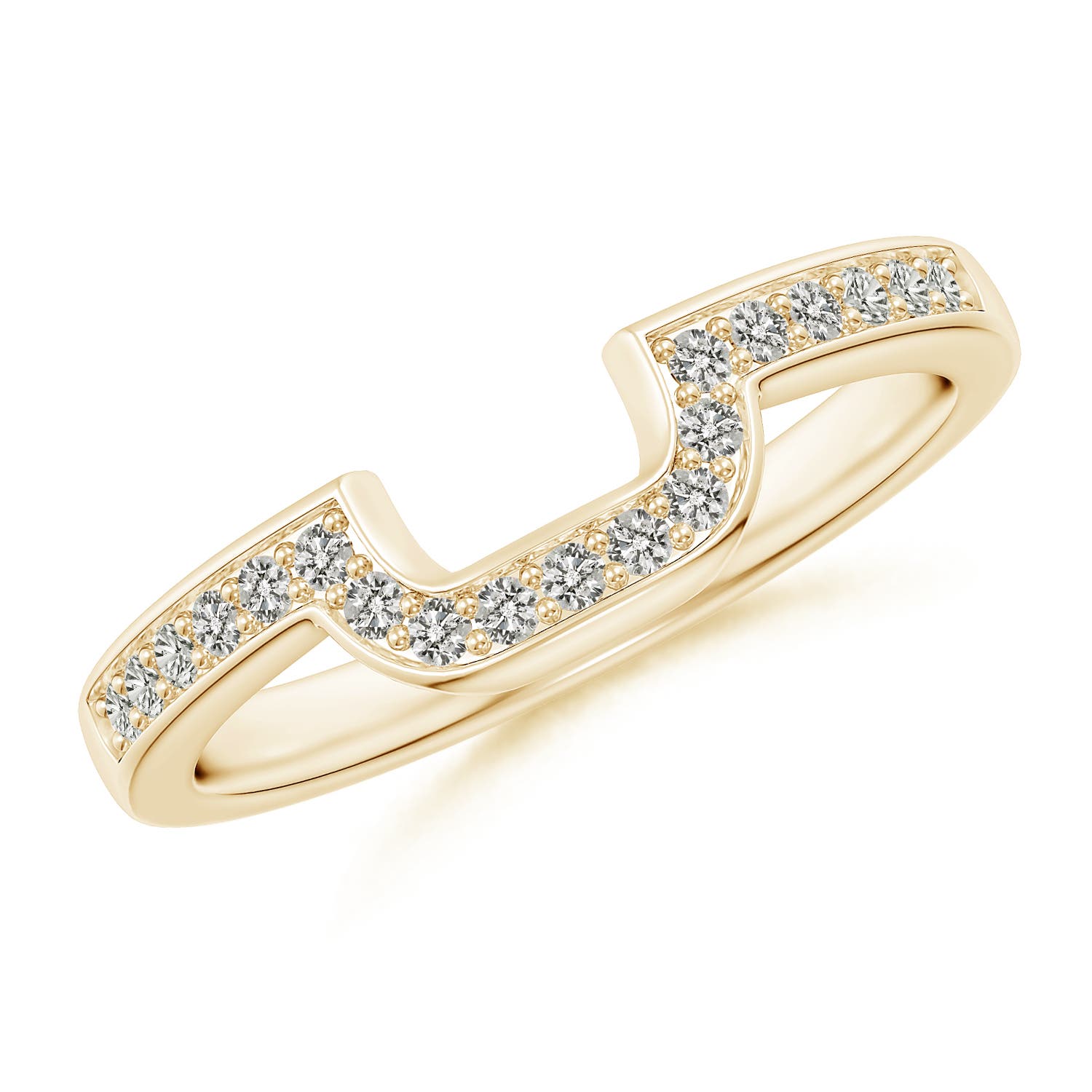 1.3mm JI2 Half Eternity Diamond Curved Comfort Fit Wedding Ring in 18CT Yellow Gold