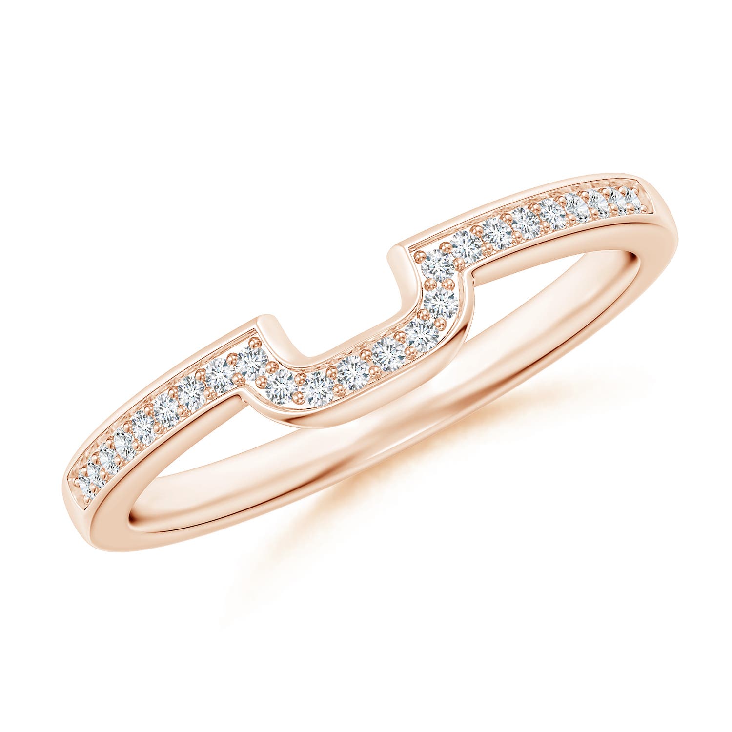 1mm GHVS Half Eternity Diamond Curved Comfort Fit Wedding Ring in Rose Gold