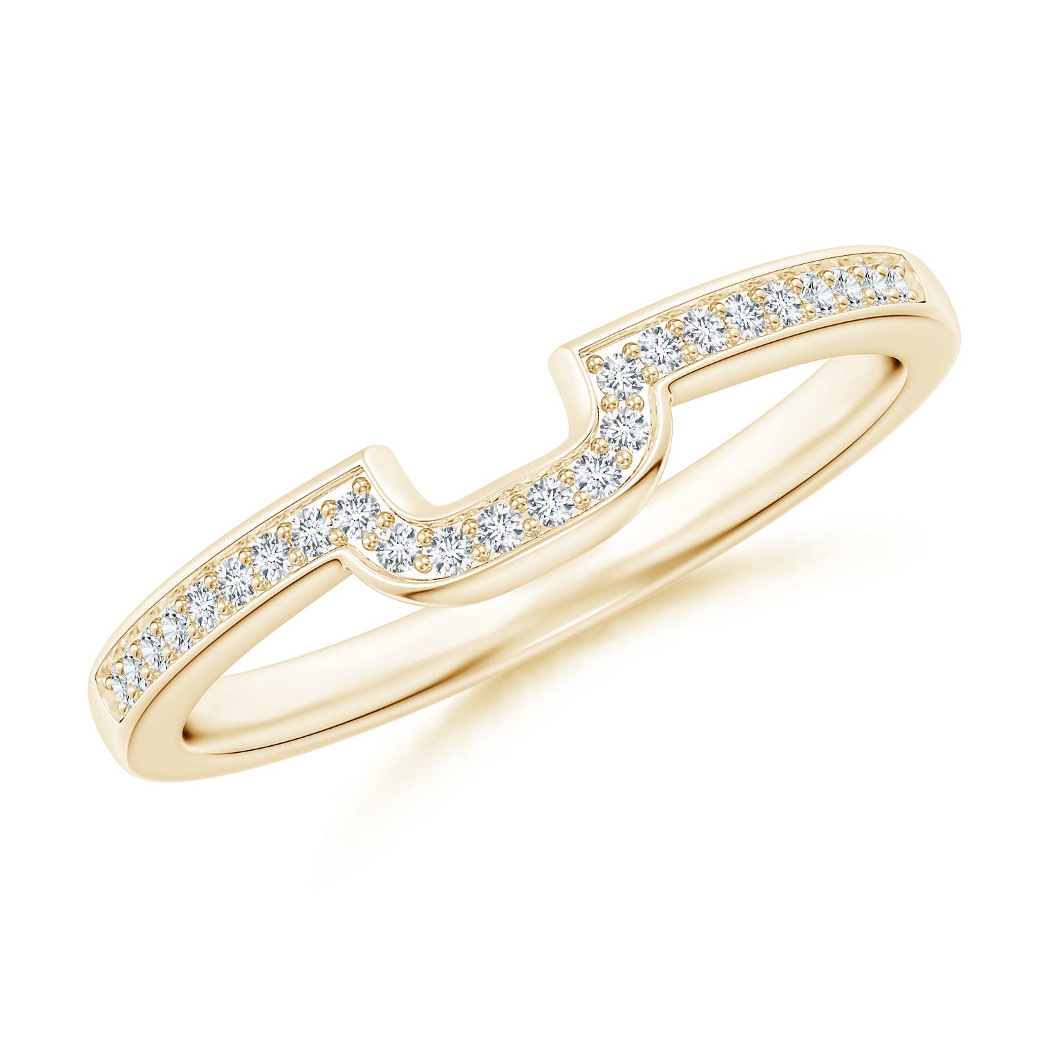 1mm GHVS Half Eternity Diamond Curved Comfort Fit Wedding Ring in Yellow Gold