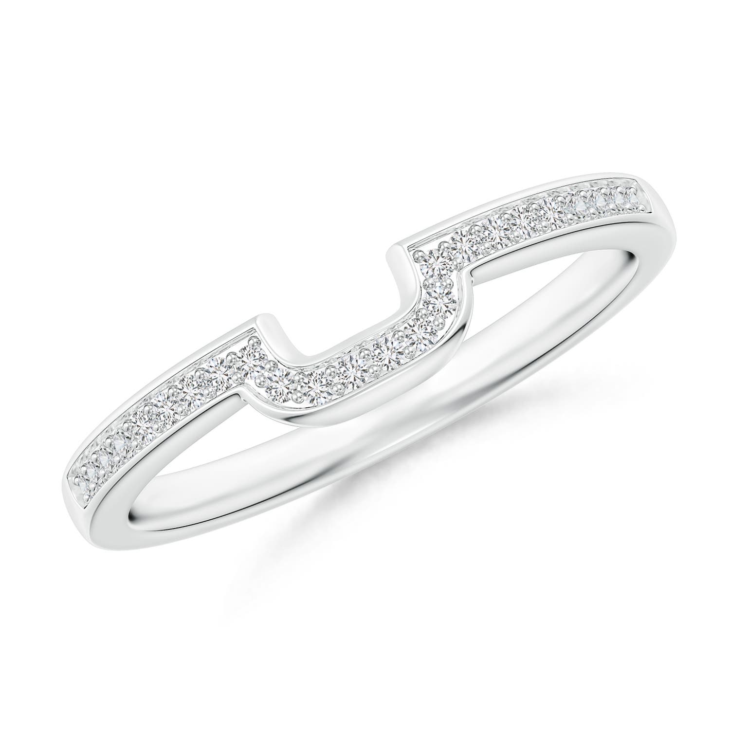1mm HSI2 Half Eternity Diamond Curved Comfort Fit Wedding Ring in 18K White Gold