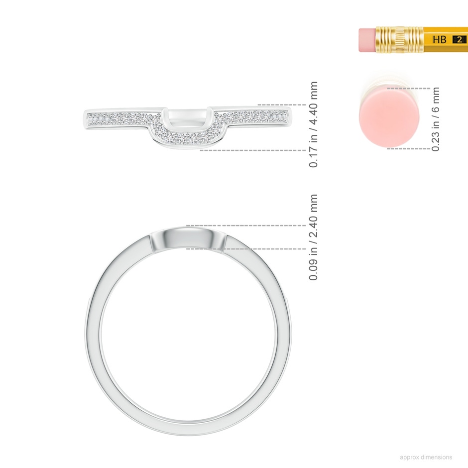 1mm HSI2 Half Eternity Diamond Curved Comfort Fit Wedding Ring in P950 Platinum ruler