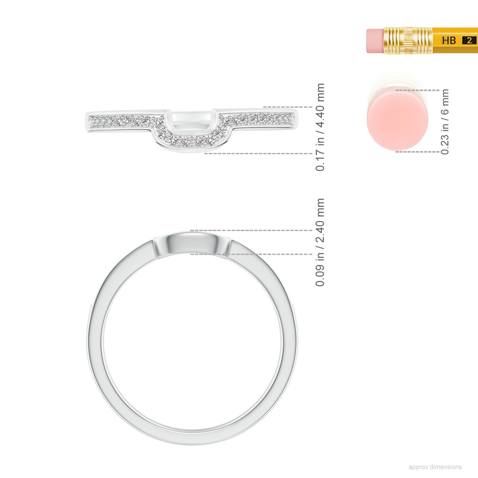 1mm II1 Half Eternity Diamond Curved Comfort Fit Wedding Ring in White Gold ruler