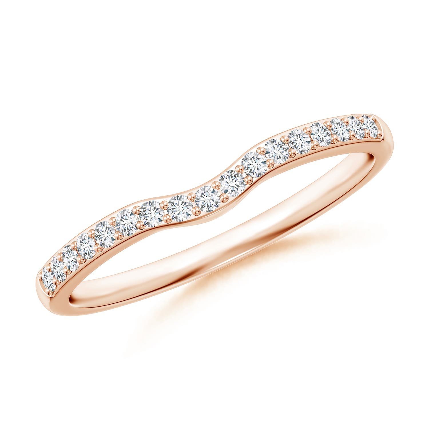 1.3mm GHVS Classic Diamond Half Eternity Contoured Wedding Ring in 18K Rose Gold