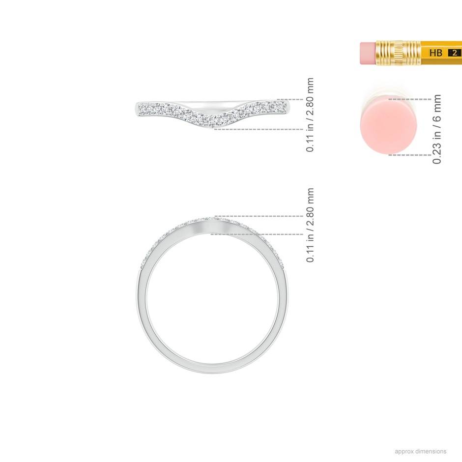 1.3mm GHVS Classic Diamond Half Eternity Contoured Wedding Ring in P950 Platinum ruler