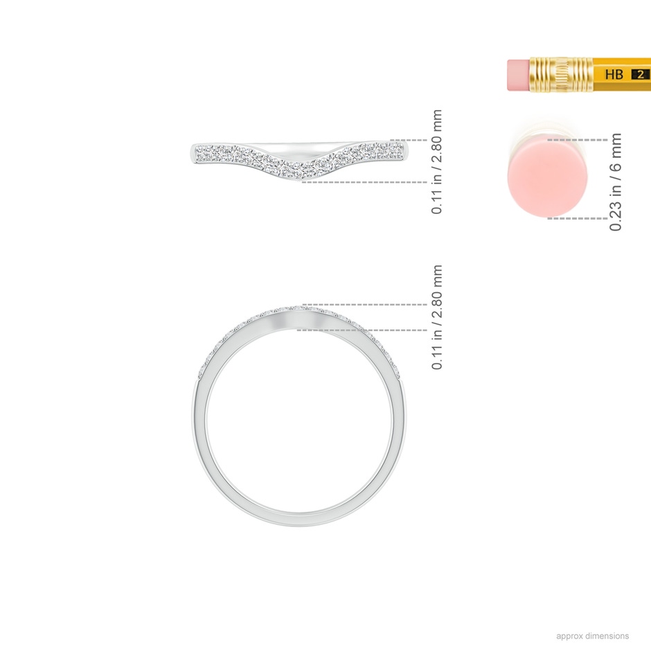 1.3mm HSI2 Classic Diamond Half Eternity Contoured Wedding Ring in White Gold ruler