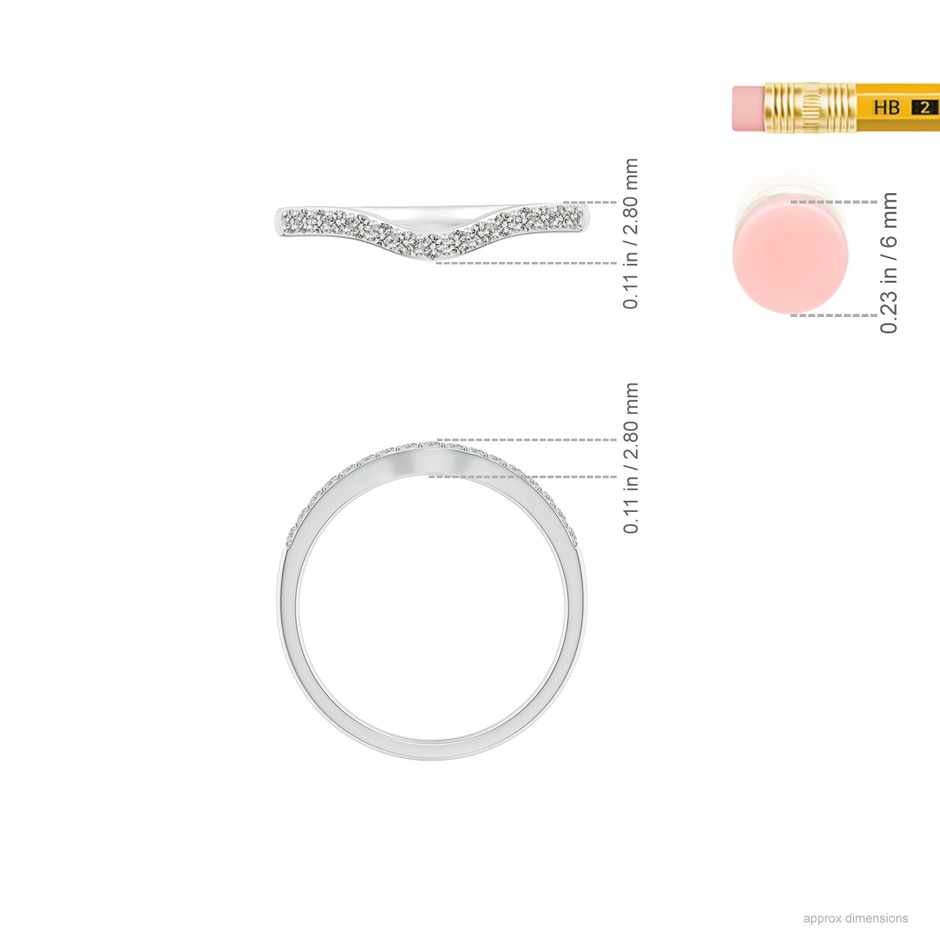1.3mm JI2 Classic Diamond Half Eternity Contoured Wedding Ring in White Gold ruler