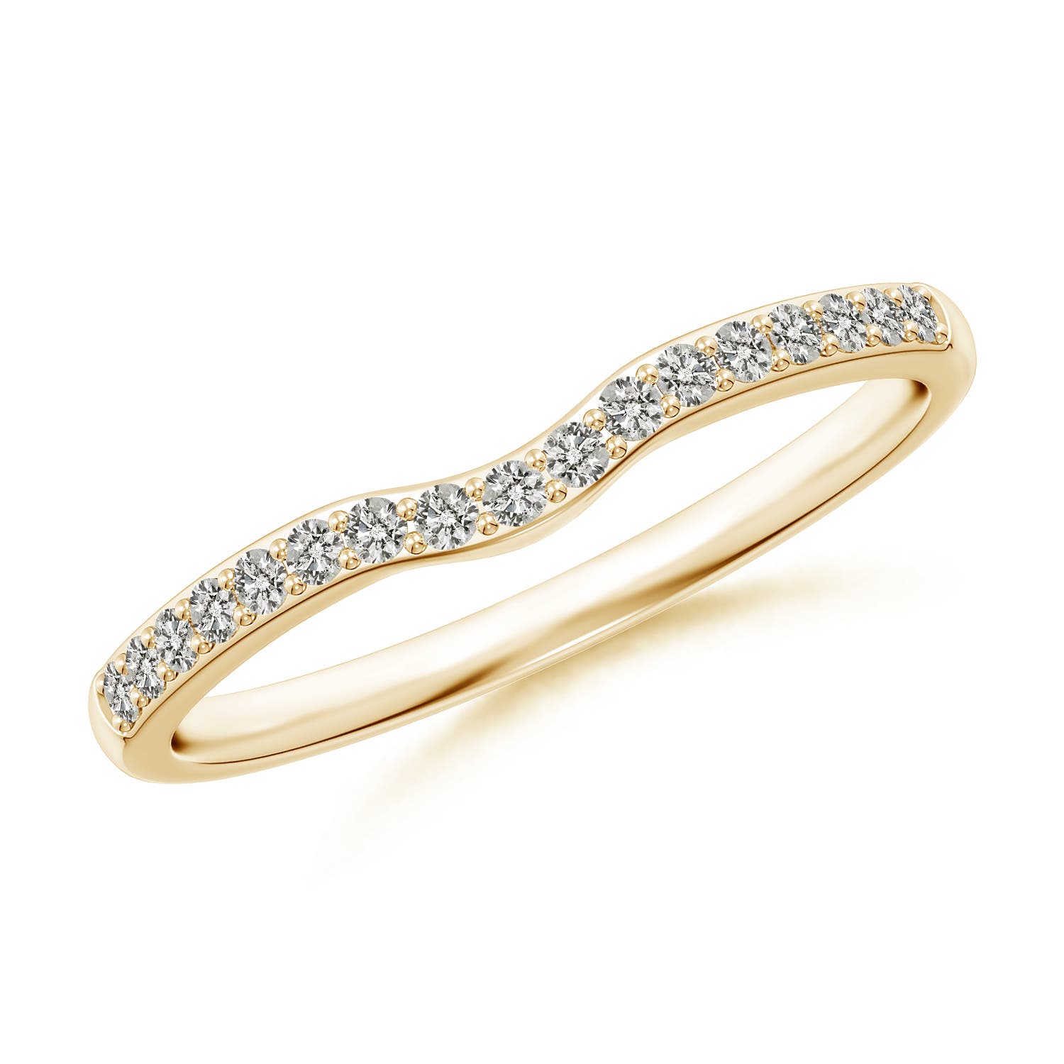 1.3mm JI2 Classic Diamond Half Eternity Contoured Wedding Ring in Yellow Gold