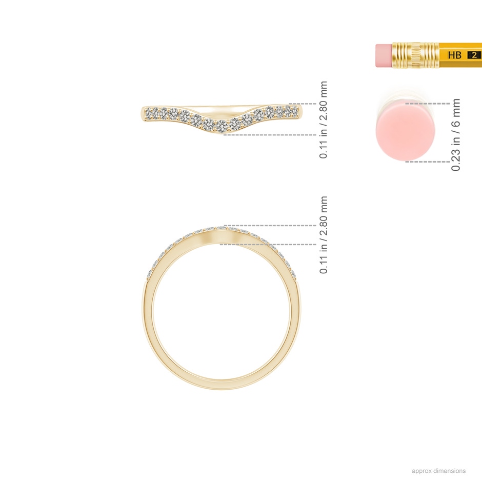1.3mm JI2 Classic Diamond Half Eternity Contoured Wedding Ring in Yellow Gold ruler