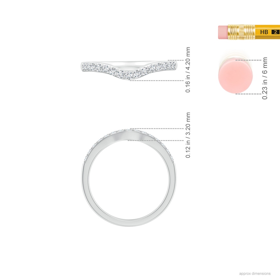 1.55mm GHVS Classic Diamond Half Eternity Contoured Wedding Ring in P950 Platinum ruler