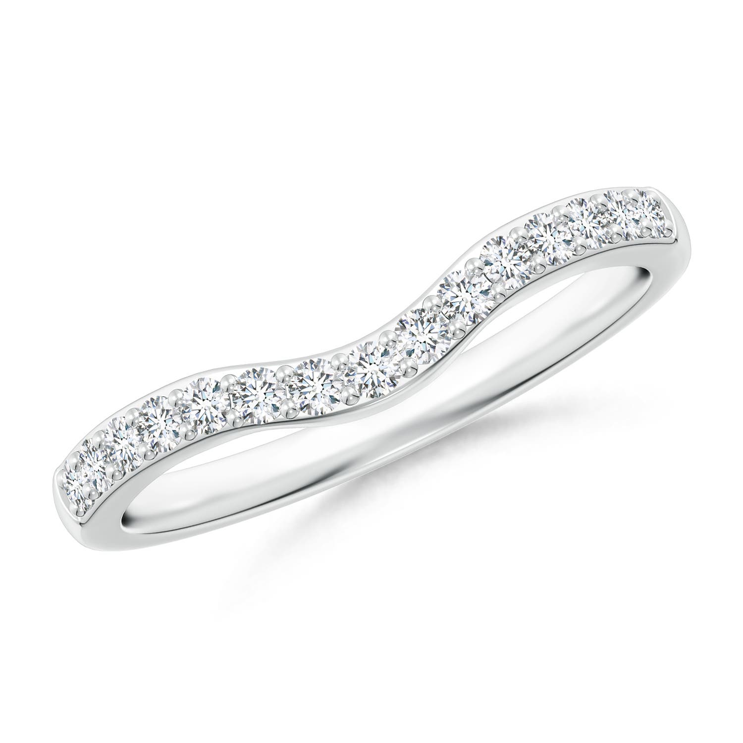 1.55mm GHVS Classic Diamond Half Eternity Contoured Wedding Ring in White Gold