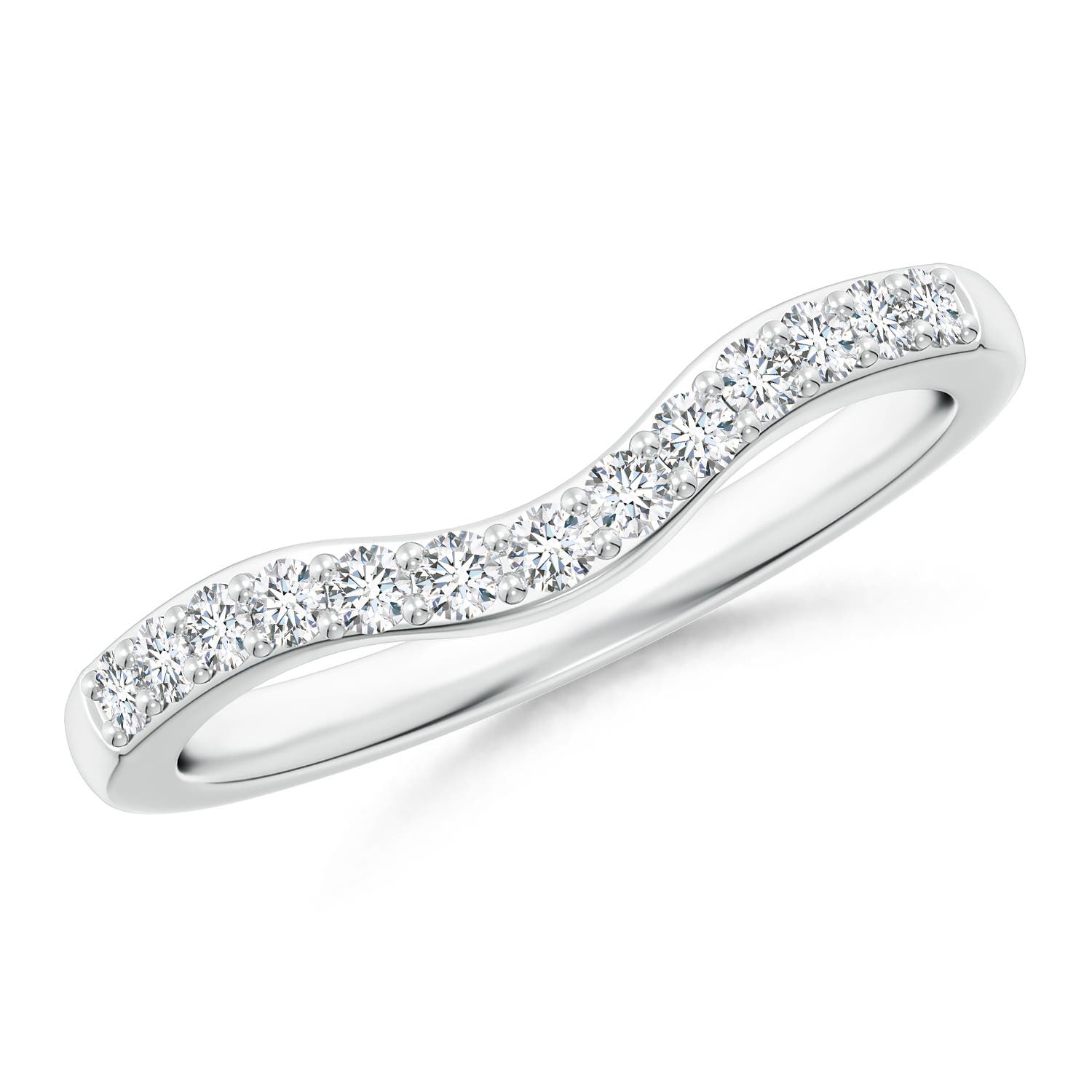 1.7mm GHVS Classic Diamond Half Eternity Contoured Wedding Ring in 18K White Gold
