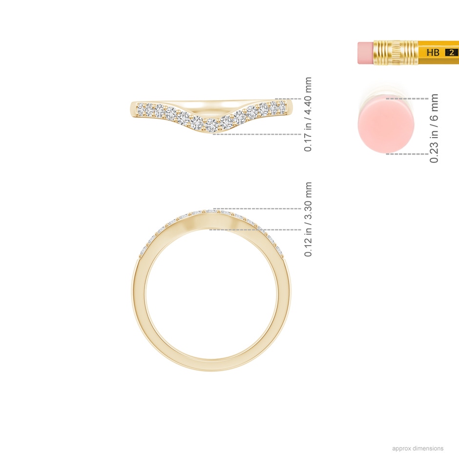 1.7mm HSI2 Classic Diamond Half Eternity Contoured Wedding Ring in Yellow Gold ruler